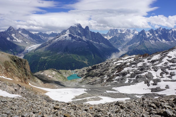 Belverdere deglaciated area and the Mont Blanc massif