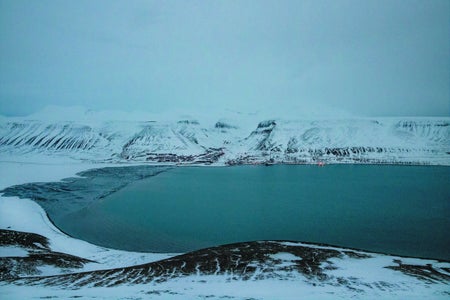 Landscape view of Longyearbyen in the Norwegian archipelago of Svalbard.