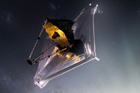 The James Webb Space Telescope in space.