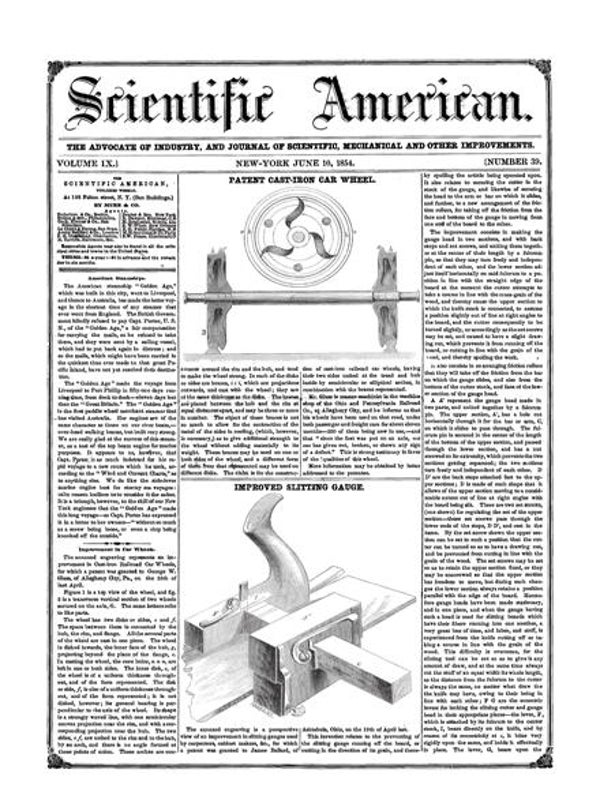 Scientific American Magazine Vol 9 Issue 39