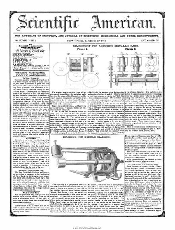 Scientific American Magazine Vol 8 Issue 27