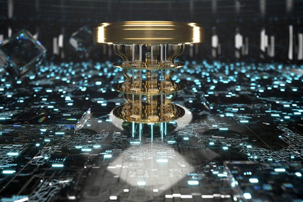 Quantum computer with electrical circuits in the chamber