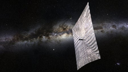 Artist's concept of The Planetary Society's LightSail cubesat in space.