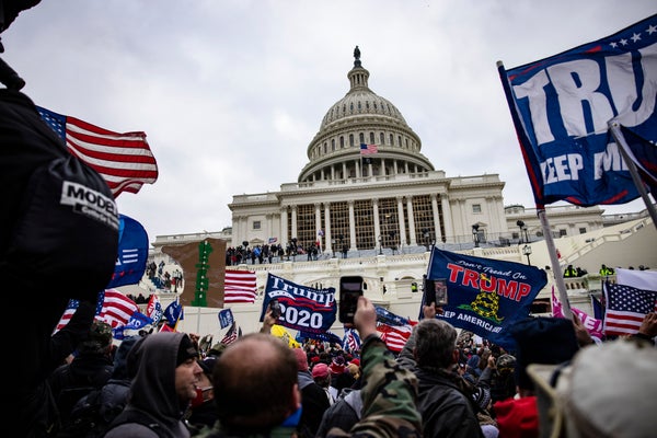 Pro-Trump supporters storm the U.S. Capitol following a rally with President Donald Trump on January 6, 2021 in Washington, DC