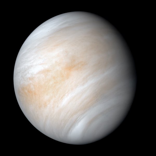 The swirling clouds of Venus, as seen by NASA's Mariner 10 mission in 1974.