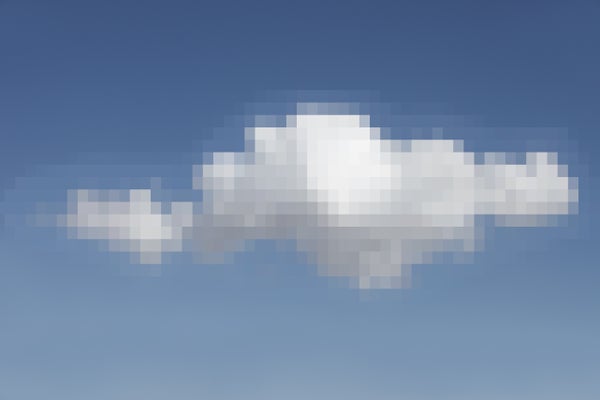 Pixelated cloud against blue sky