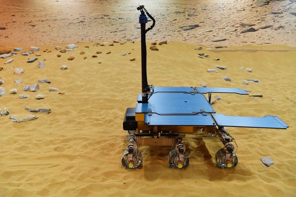The prototype Rover shown on sand.