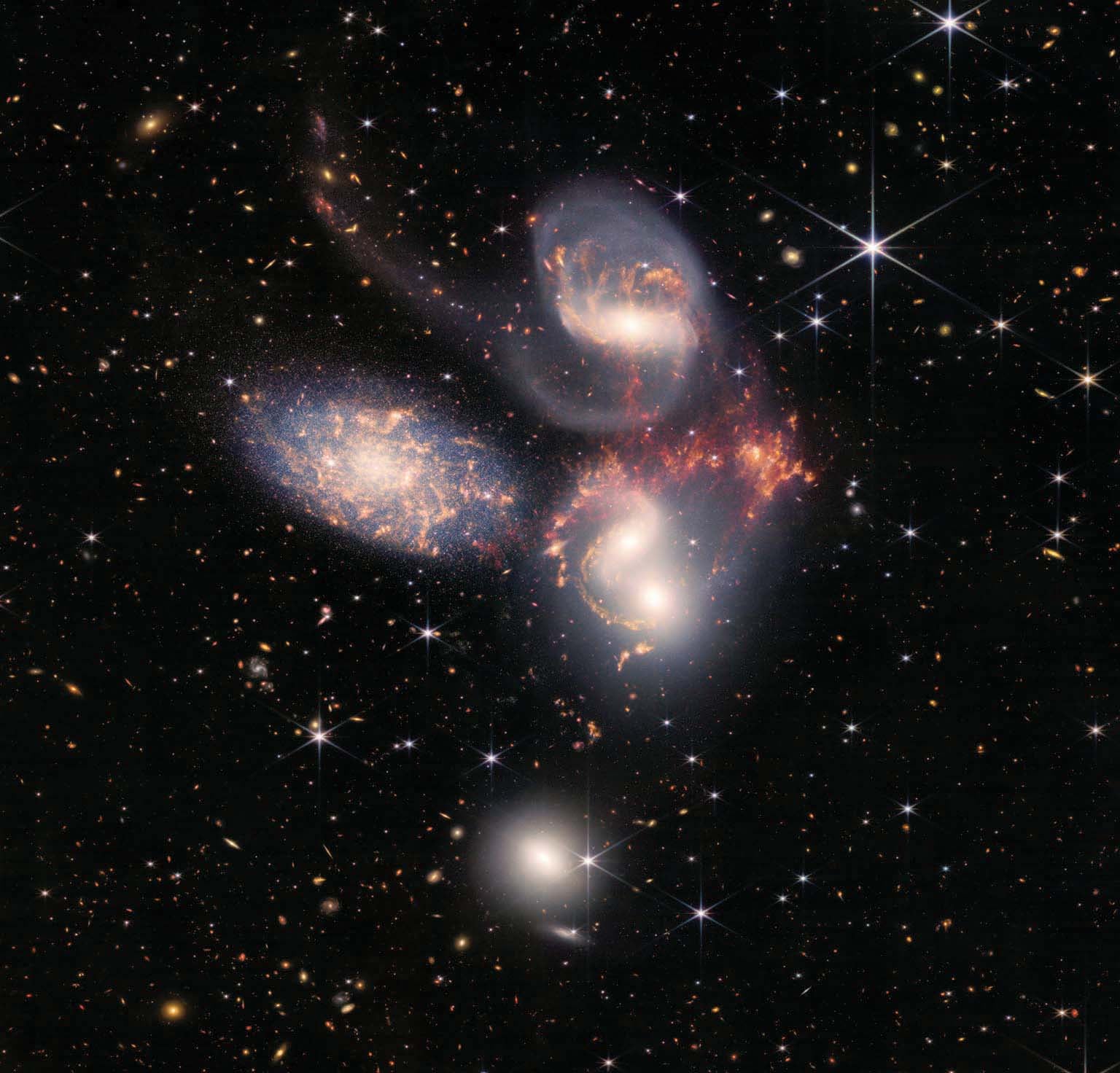 The interacting galaxies of Stephan’s Quintet.