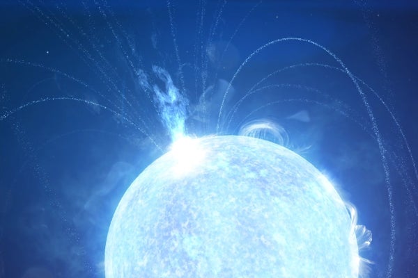 Illustration of a star appering to emit flares