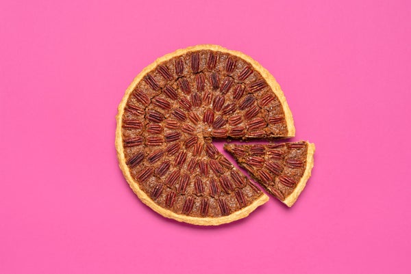 Pecan Pie on pink background
