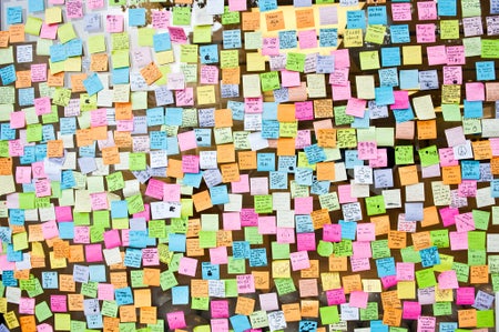 a wall of sticky notes