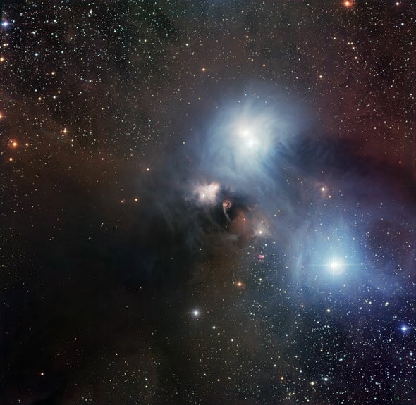 Wispy cloud illuminated by young stars in Corona Australis