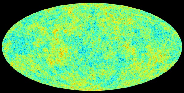 A map of the Universe's cosmic microwave background radiation.