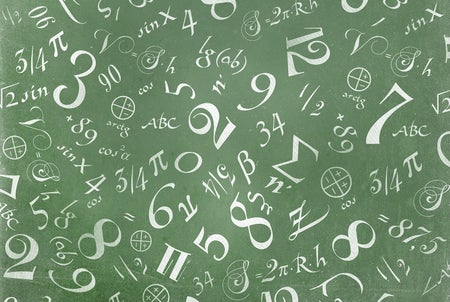 chalkboard illustration of math symbols