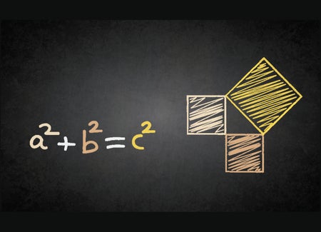 The Pythagorean theorem written on a chalkboard