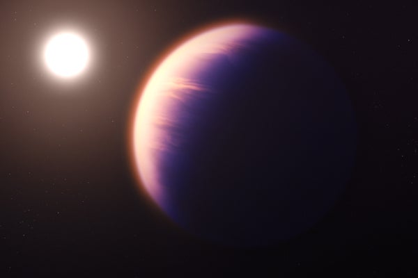Planet with bright star in background