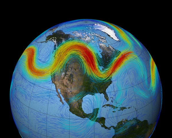 A visualization of the polar jet stream.