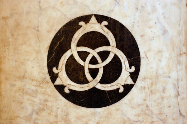 Borromean rings depicted in a church in Florence, Italy.