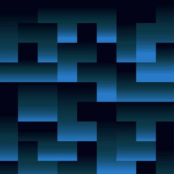 Abstract dark blue game pieces background, seamless, brick game square template