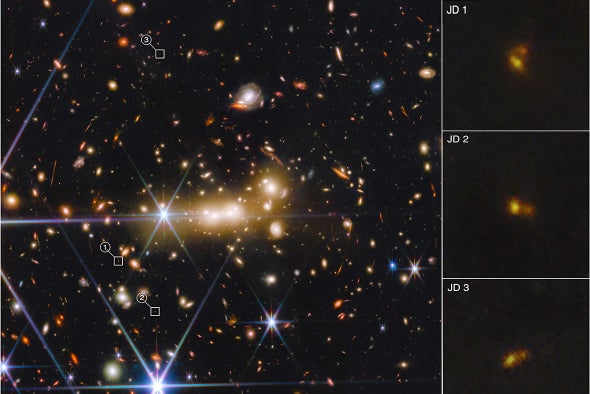 Earliest Merging Galaxies Discovered in New JWST Photos