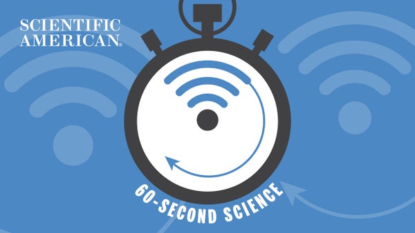 An illustration of a stopwatch with the title 60-Second Science written below it