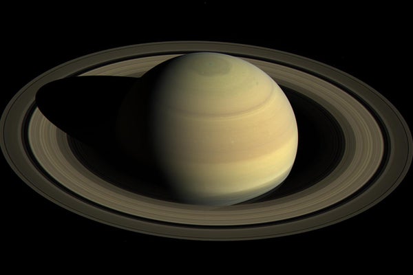 Planet Saturn, viewed from above