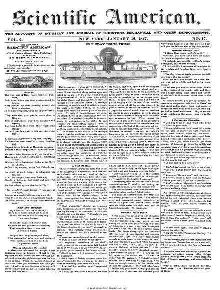 Scientific American Magazine Vol 2 Issue 17