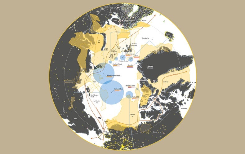 Map of arctic countries and their rising interests in the region