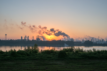 Smoke billows from one of many chemical plants in 'Cancer Alley'