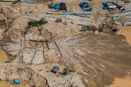 Aerial view of polluted water