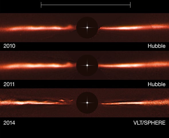 Astronomers Spy Unexplained Ripples Racing through an Infant Solar System