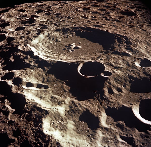 A photo of the lunar farside crater Daedalus