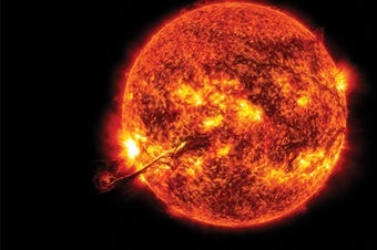 Solar flares and sheets of glowing plasma