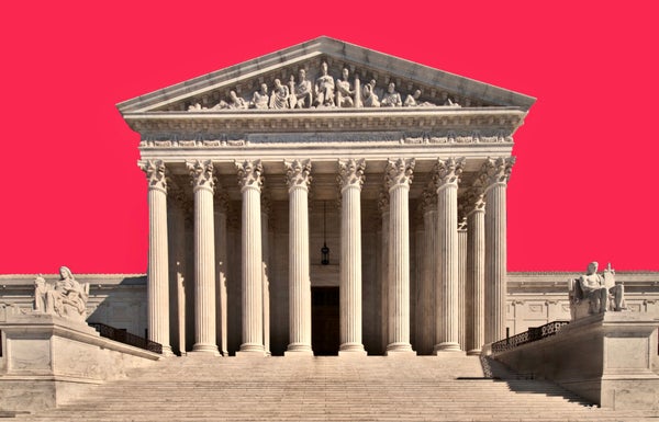 U.S. Supreme Court building against reddish background