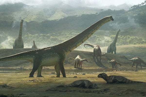 Illustration of sauropod dinosaurs.