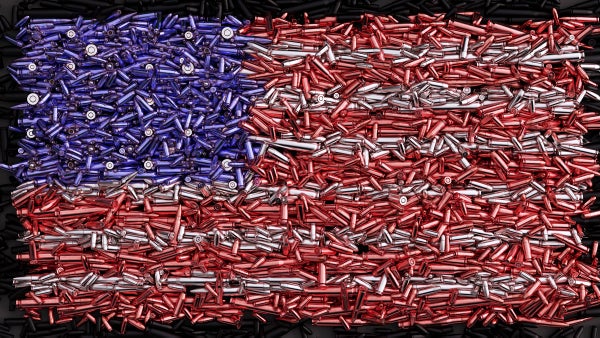 USA Flag formed out of bullets