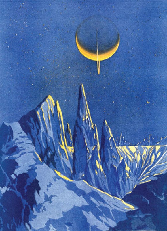 An Imaginative View of Saturn from Titan in 1915