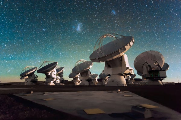 Antennas of the Atacama Large Millimeter/submillimeter Array (ALMA) in Chile.