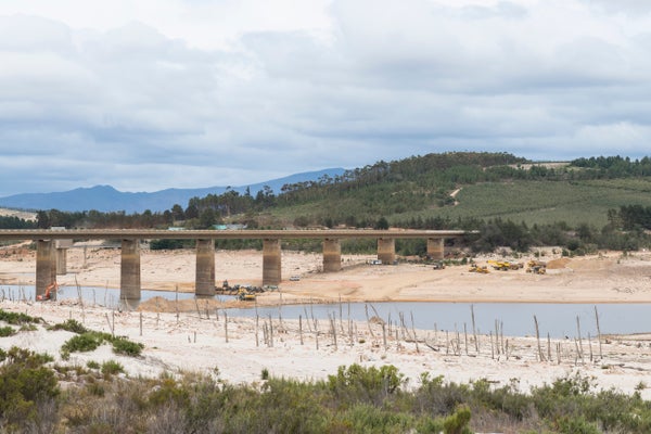 The main dam at Theewaterskloof in South Africa was at only at 10 percent capacity during a severe drought in and around Cape Town in 2018.