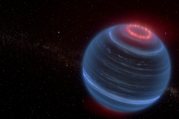 Artist concept portrays the brown dwarf, with a glowing red ring at the top