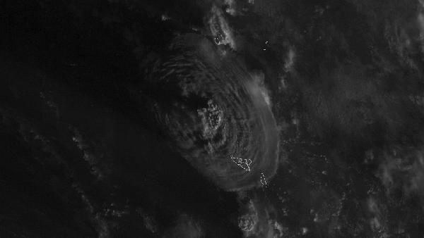 Gif of satellite view of volcano erupting