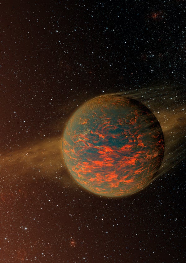 An artist's rendition of the super-Earth 55 Cancri e