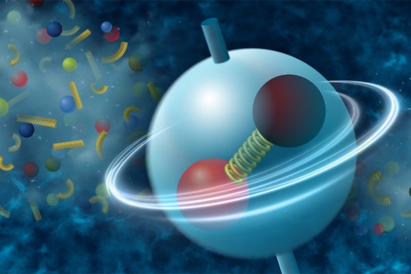 Artist's rendering of spinning particles