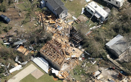 Aerial view of destroyed homes after Hurricane Michael.