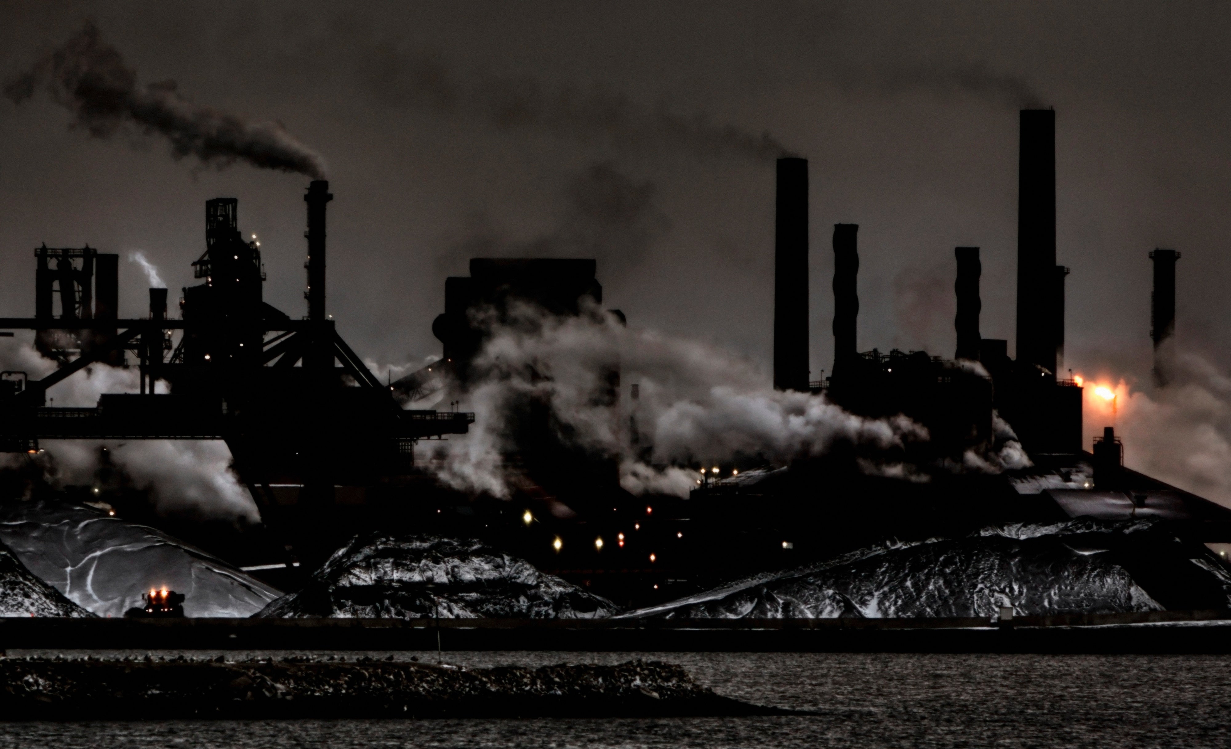 Coal plant. Coal industry. Big Industrial Coal. Night Coal industry.