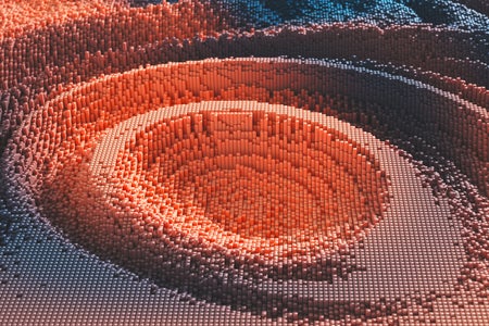 Abstract landscape made of tiny cubes