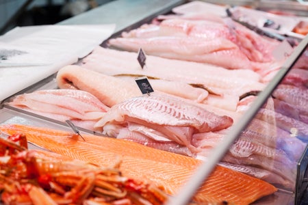 Heap of freshly caught fish at a fish market