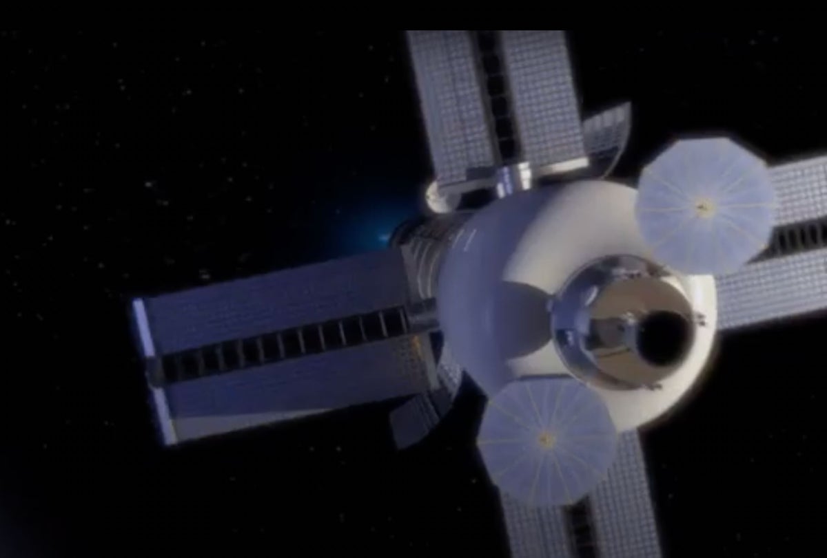 A spacecraft using a nuclear propulsion system.