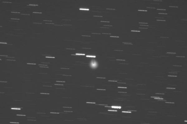 A long exposure of a comet.