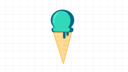 A cartoonish rendering of a dripping ice cream cone.